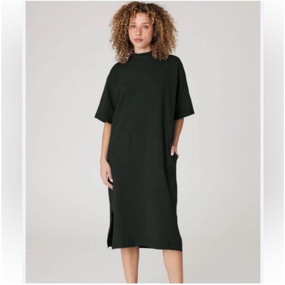 Back Beat Co. Dresses & Skirts - Back Beat Co. Organic Cotton Mock Neck Midi Dress